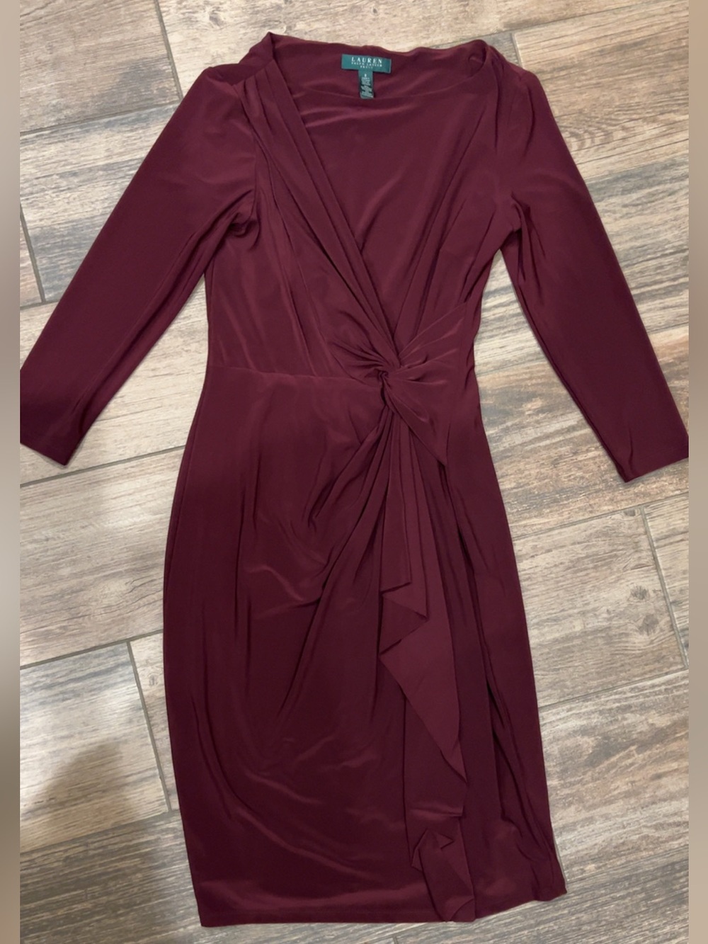 Ralph Lauren Wine Twist-Front Midi Dress